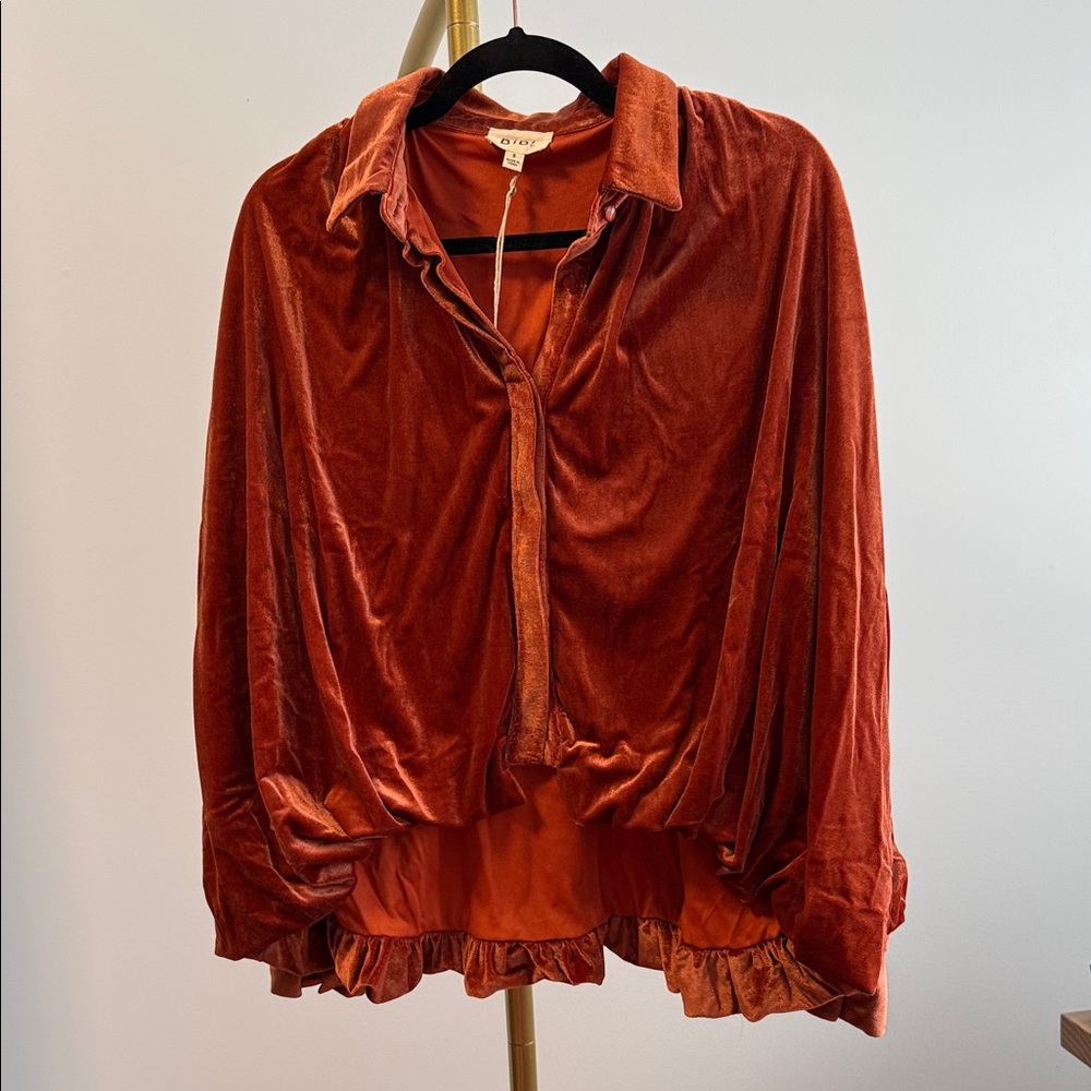 BiBi Velvet Burnt Orange Blouse